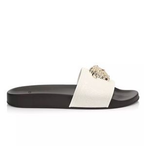 Versace white Palazzo pool slides,  size 8
